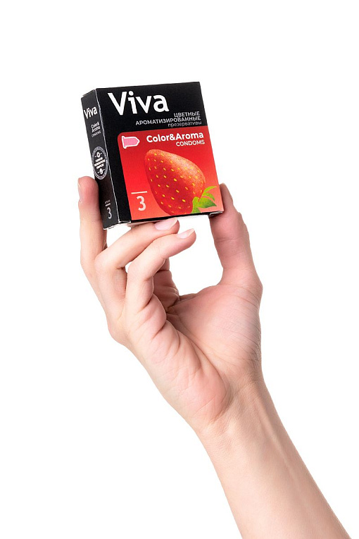 Цветные презервативы VIVA Color Aroma с ароматом клубники - 3 шт. - фото 8
