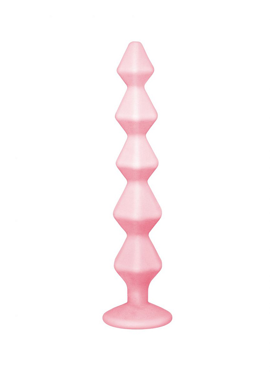Розовая анальная цепочка с кристаллом Buddy - 17,7 см. от Intimcat