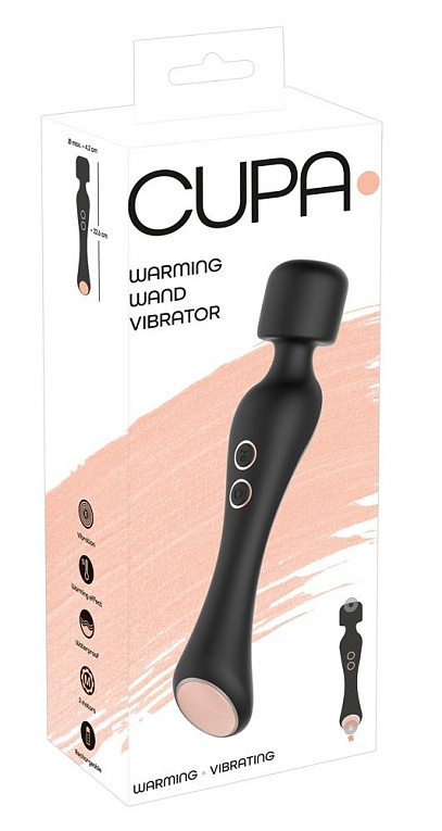 Черный вибромассажер с подогревом Cupa Warming Wand - 22,6 см. - фото 10