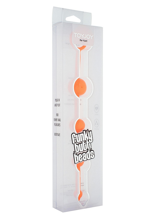 Оранжевая анальная цепочка FUNKY BUTT BEADS - анодированный пластик (ABS)