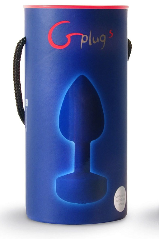 Маленькая синяя анальная пробка с вибрацией Fun Toys Gplug - 8 см. - силикон