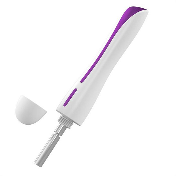 Белый вибратор F10 с фиолетовой вставкой - 20 см. от Intimcat