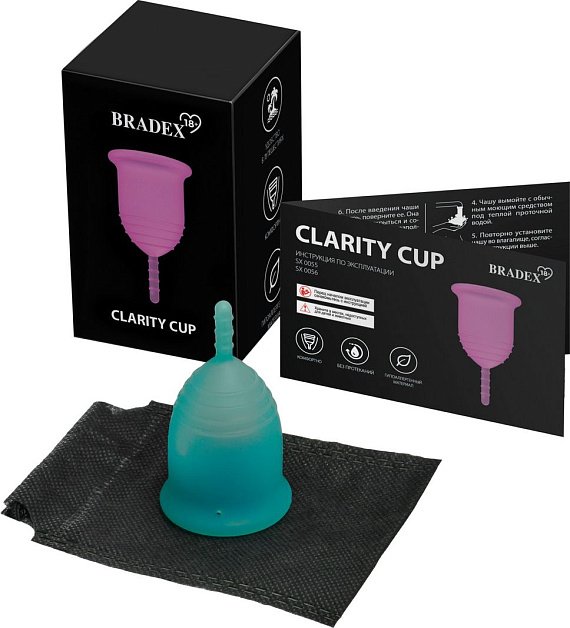 Бирюзовая менструальная чаша Clarity Cup S - силикон
