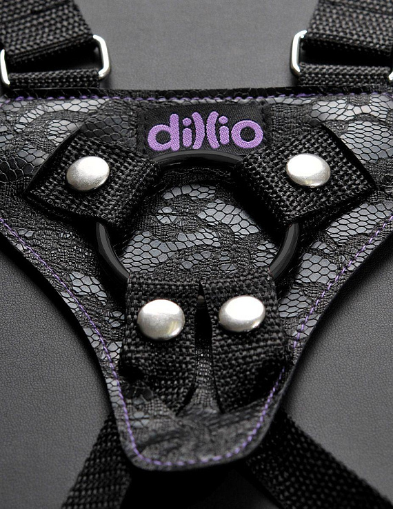 Фиолетовая страпон-система 6  Strap-On Suspender Harness Set - 15,2 см. Pipedream