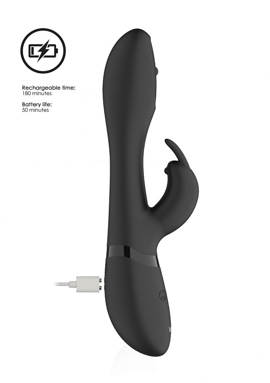 Черный вибромассажер-кролик Mira - 21,5 см. - силикон