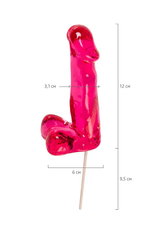 Розовый леденец в форме пениса со вкусом бабл-гам - фото 6