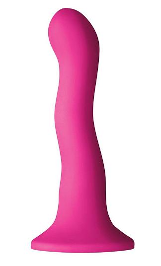Розовый волнистый фаллоимитатор Shi/Shi Ripple 6  Dildo - 19 см.