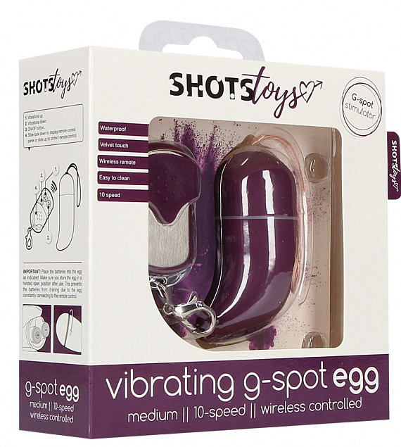 Фиолетовое виброяйцо Medium Wireless Vibrating G-Spot Egg с пультом - 7,5 см. - анодированный пластик (ABS)