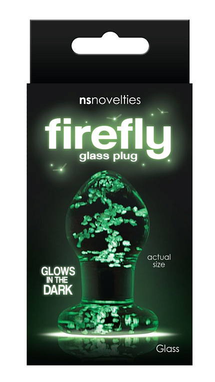 Прозрачная, светящаяся в темноте анальная пробка  Glass Plug Small - 6,3 см. - стекло