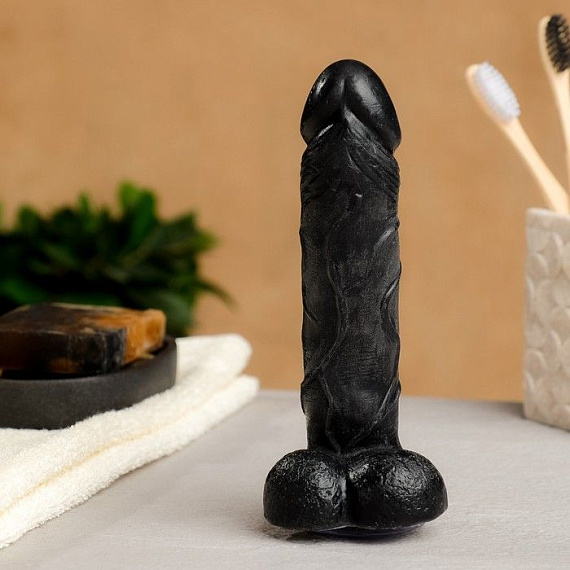 Черное фигурное мыло  Фаворит  на присоске - 165 гр. от Intimcat