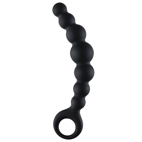 Чёрная упругая анальная цепочка Flexible Wand - 18 см. - силикон