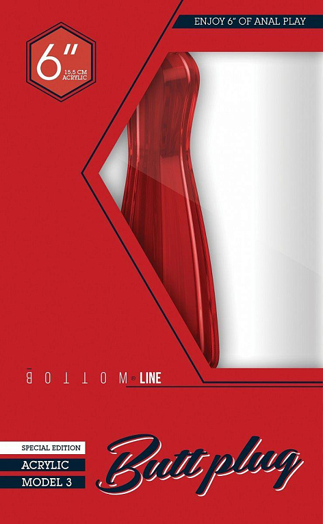 Красный анальный стимулятор Bottom Line 6  Model 3 Acrylic Red - 15,5 см. - акрил