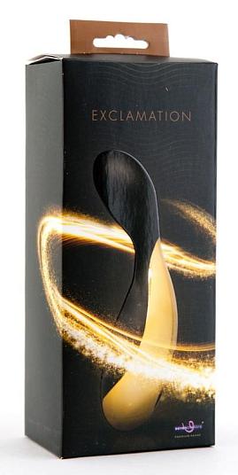 Черно-золотистый перезаряжаемый вибратор Exclamation - 13,5 см.