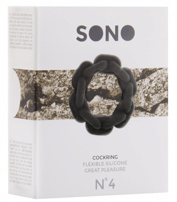 Чёрное эрекционное кольцо SONO №4 - силикон