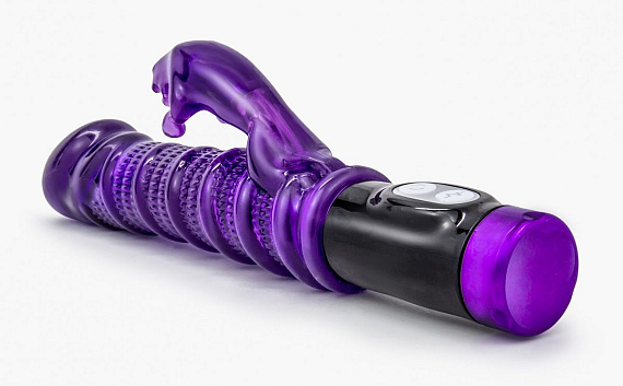 Фиолетовый вибратор с ребрами Luxe Jungle Jaguar - 26 см. - термопластичный эластомер (TPE)