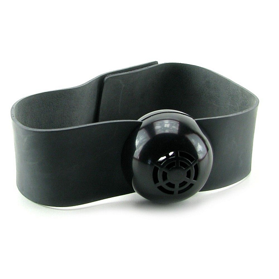 Чёрный кляп-шар на широкой резинке LATEX BALL GAG от Intimcat