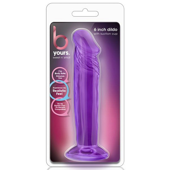 Фиолетовый анальный фаллоимитатор Sweet N Small 6 Inch Dildo With Suction Cup - 16,5 см. - поливинилхлорид (ПВХ, PVC)