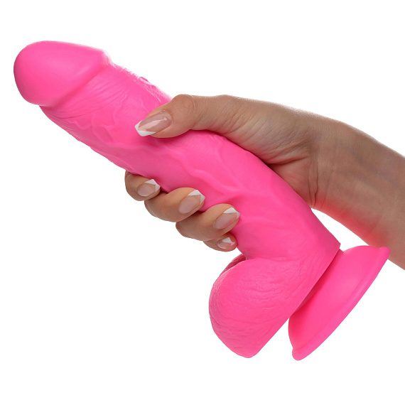 Розовый фаллоимитатор на присоске 8.25  Dildo with Balls - 22,8 см. - 