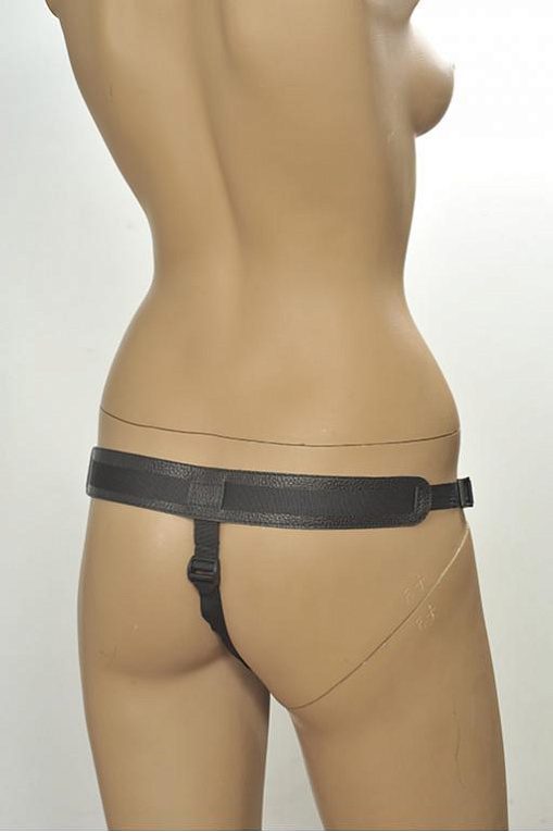 Чёрные трусики для фиксации насадок кольцом Kanikule Leather Strap-on Harness  Anatomic Thong от Intimcat