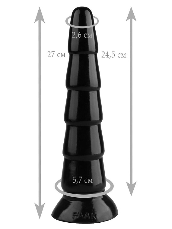 Черный анальный рельефный стимулятор - 27 см. - эластомер (полиэтилен гель)