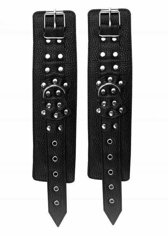 Черные наручники с фиксацией на двух карабинах - фото 6