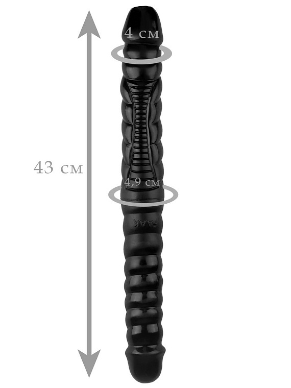 Черный двухсторонний спиралевидный фаллоимитатор - 43 см. - эластомер (полиэтилен гель)