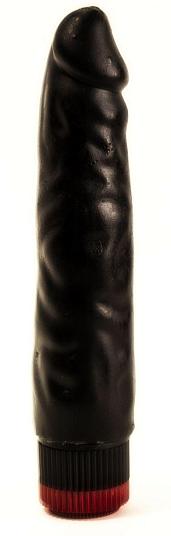 Реалистичный чёрный дилдо с вибрацией - 16,5 см.