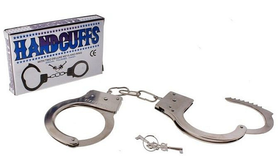Серебристые металлические наручники с ключиками - металл