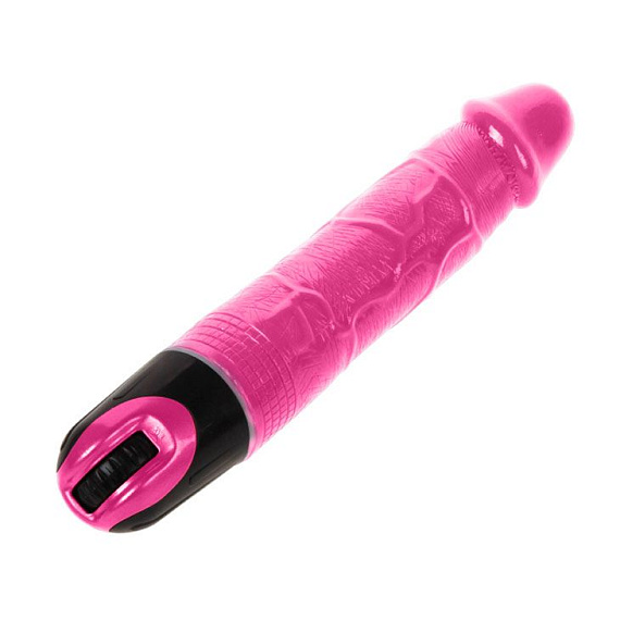 Розовый вибратор-реалистик с колёсиком - 23,5 см. - термопластичная резина (TPR)