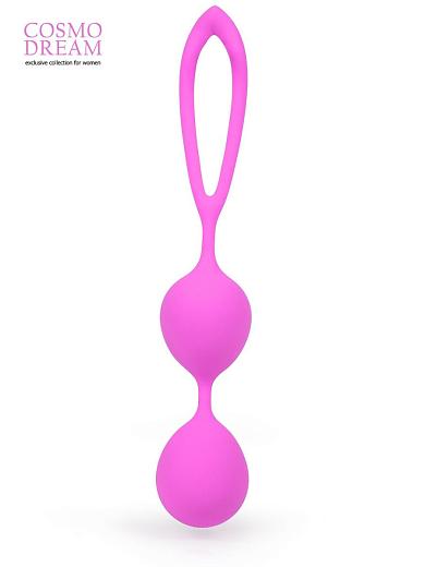 Розовые силиконовые вагинальные шарики с петлей - 17 см.