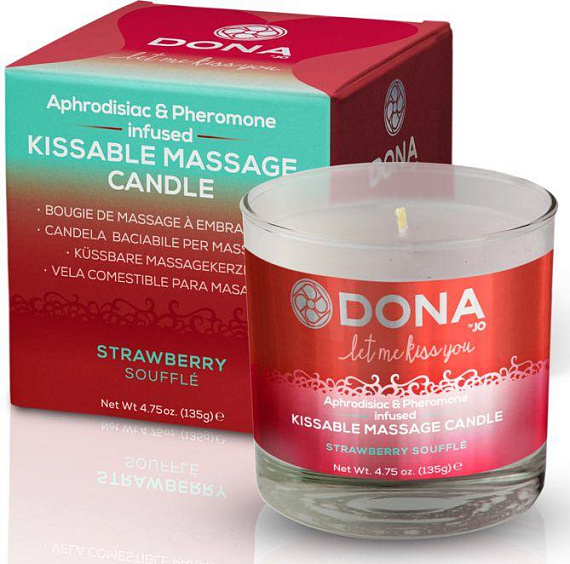 Массажная свеча DONA Strawberry Souffle с ароматом клубничного суфле - 135 гр. - 