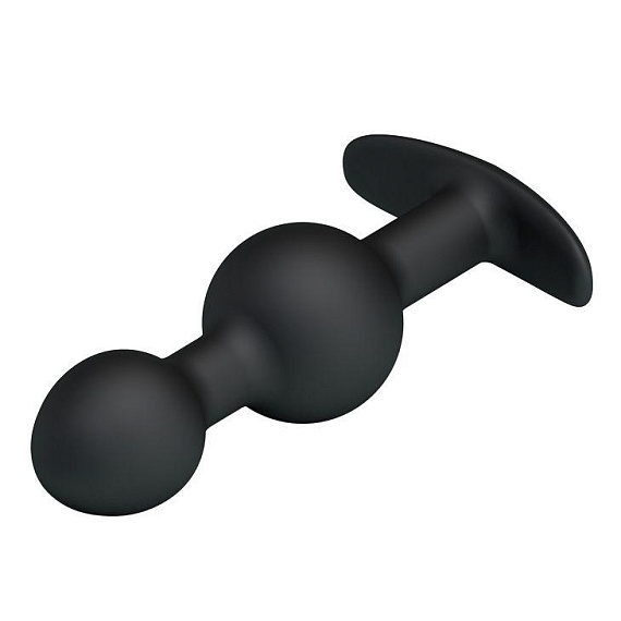 Чёрные силиконовые анальные шарики - 10,4 см. от Intimcat