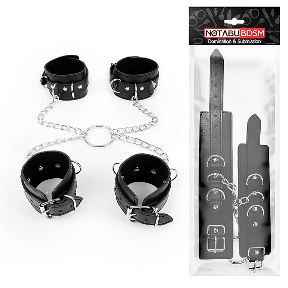 Комплект наручников и оков на металлических креплениях с кольцом - поливинилхлорид (ПВХ, PVC)
