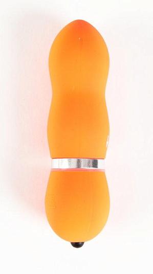 Оранжевый водонепроницаемый мини-вибратор - 10 см.