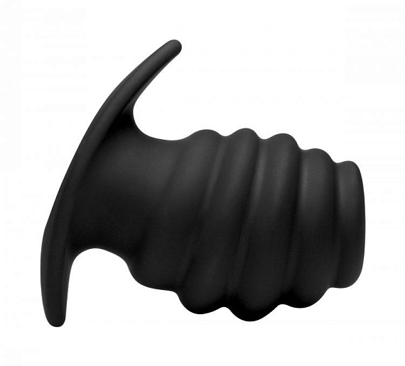 Большая черная анальная пробка Hive Ass Tunnel Silicone Ribbed Hollow Anal Plug Large - 9,65 см.