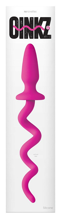 Розовая анальная пробка с хвостом-спиралью Oinkz - силикон
