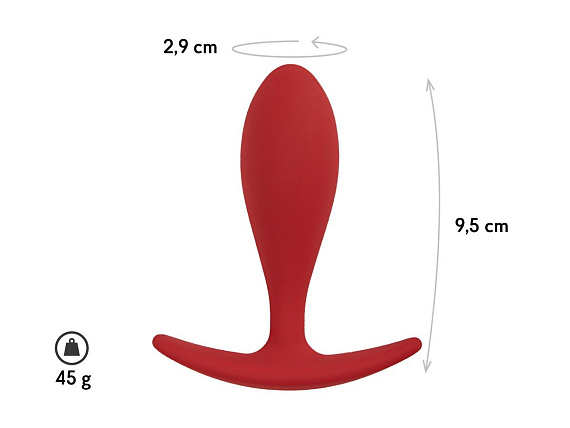 Бордовая анальная пробка Lito L - 9,5 см. - силикон