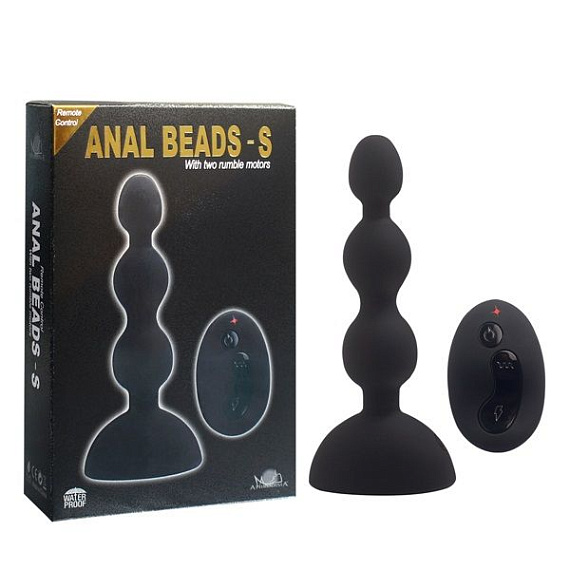 Черный анальный вибростимулятор Anal Beads S с пультом ДУ - 14,5 см. от Intimcat