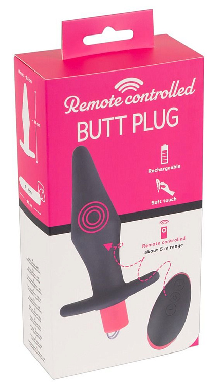 Темно-фиолетовая анальная пробка Remote Controlled Butt Plug - 14 см. - фото 7