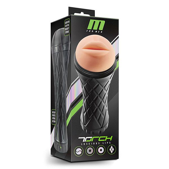 Телесный мастурбатор-ротик в колбе The Torch Luscious Lips - термопластичный эластомер (TPE)