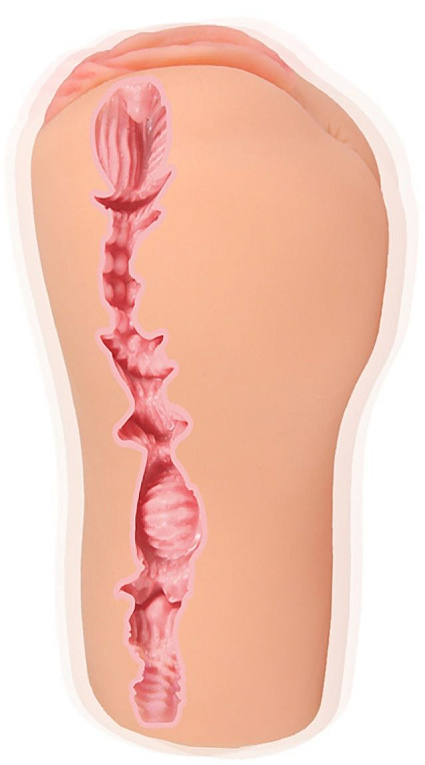 Телесный вибромастурбатор-вагина с рельефом Emily - силикон