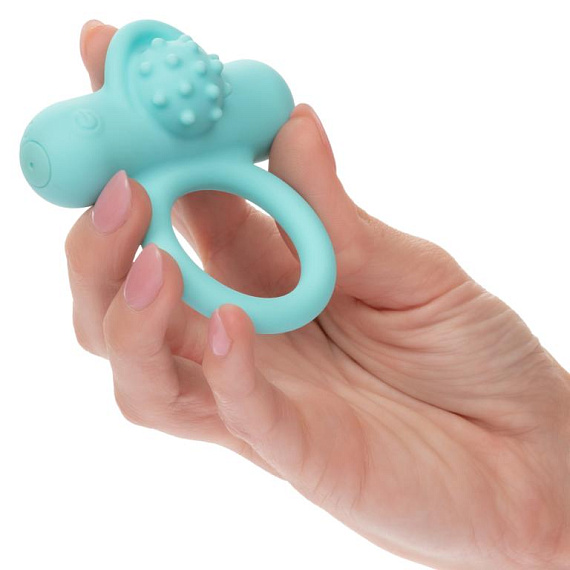 Аквамариновое эрекционное виброкольцо Silicone Rechargeable Nubby Lover’s Delight от Intimcat