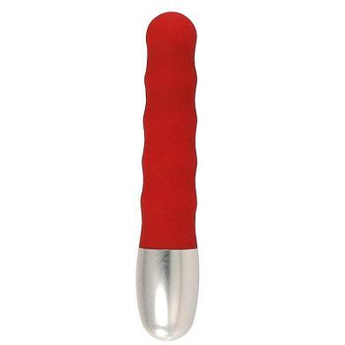 Стильный красный мини-вибратор Discretion Vibe Ribbed - 11 см.