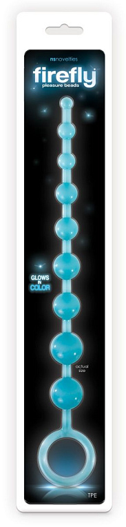 Голубая анальная цепочка-елочка Pleasure Beads - 30 см. - термопластичный эластомер (TPE)