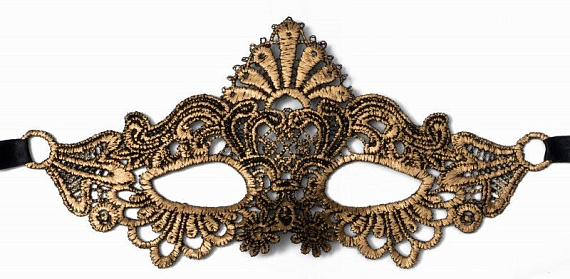 Золотистая женская карнавальная маска - 100% полиэстер