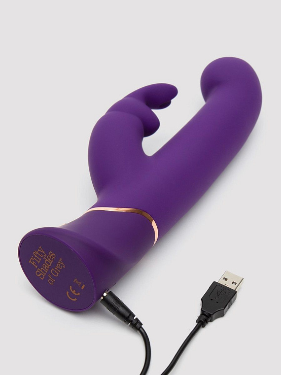 Фиолетовый вибратор Greedy Girl Power Motion Thrusting Rabbit Vibrator - 21,6 см. от Intimcat