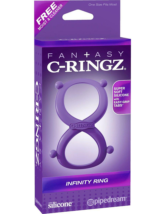 Фиолетовое эрекционное кольцо на пенис и мошонку Infinity Ring - фото 7