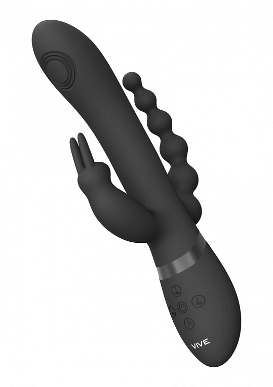 Черный анально-вагинальный вибромассажер Rini - 22,3 см. Shots Media BV
