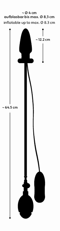 Черная надувная анальная пробка Inflatable Vibrating Butt Plug - 12,2 см. Orion