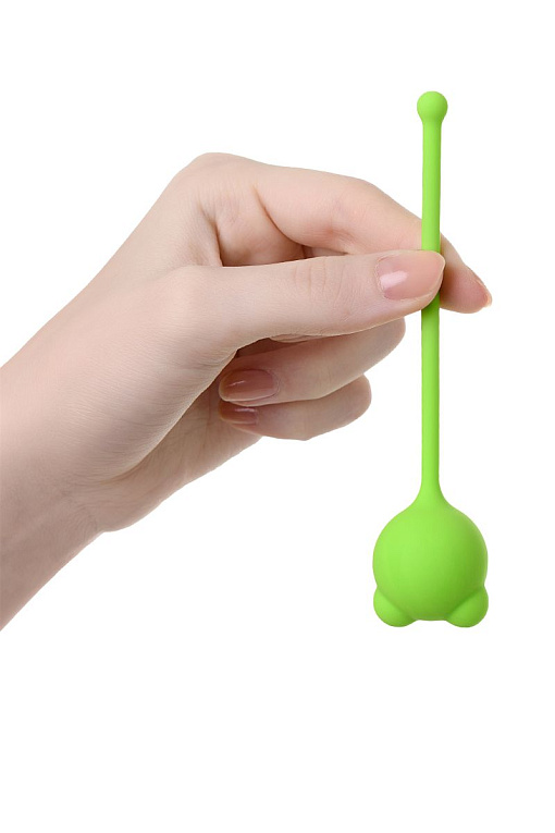 Зеленый силиконовый вагинальный шарик A-Toys с ушками от Intimcat